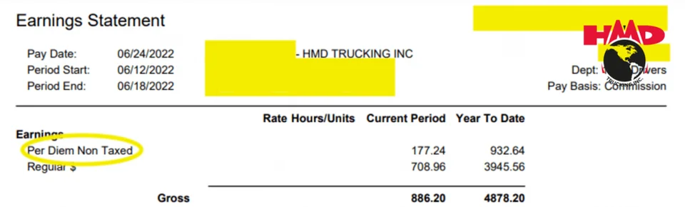 How does per diem work for truck drivers?