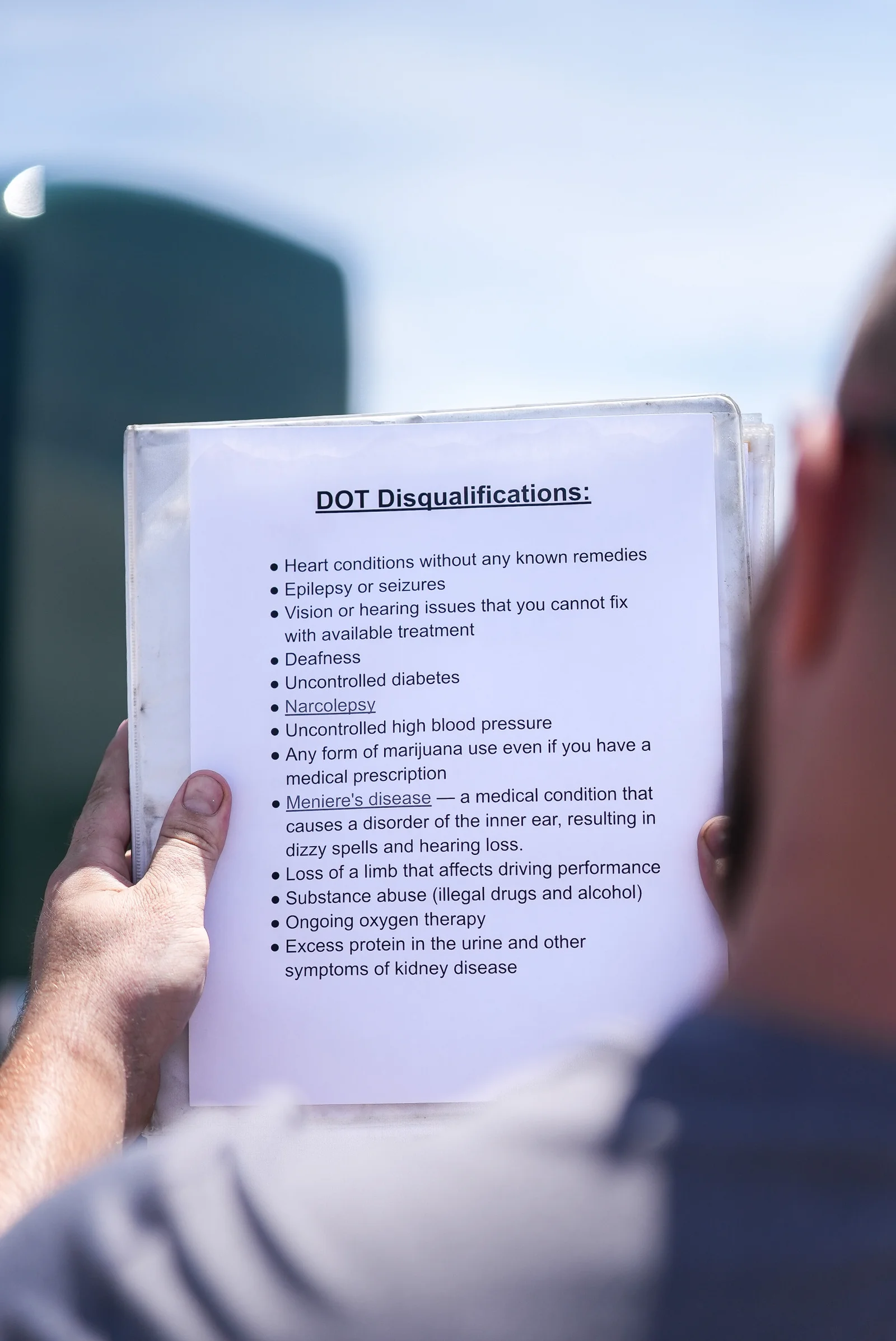 What can disqualify you from a DOT physical?