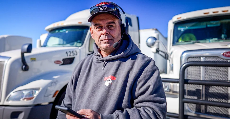 Truck Driver with Smartphone
