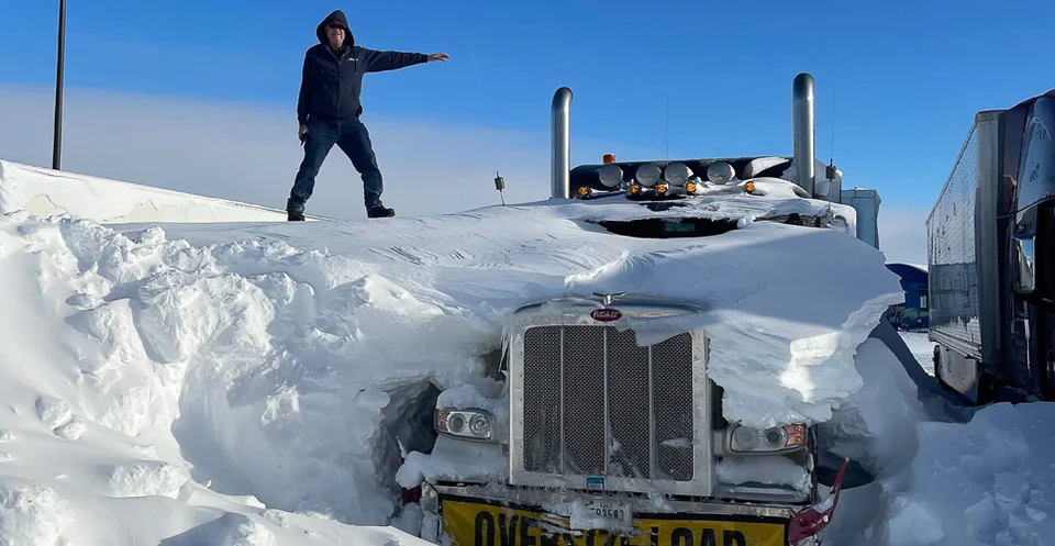 Truck driving in winter weather