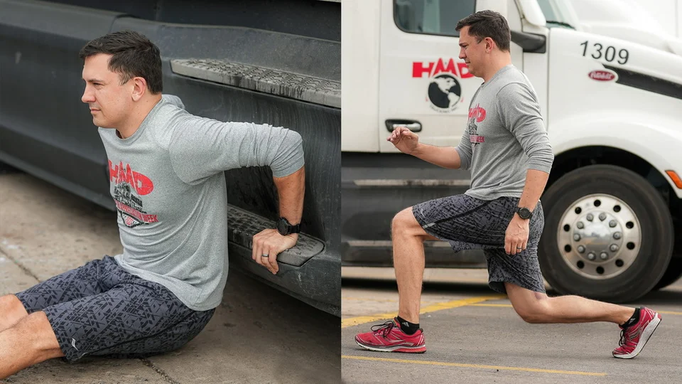 Truck Driver Exercises: Lunges and Tricep Dips
