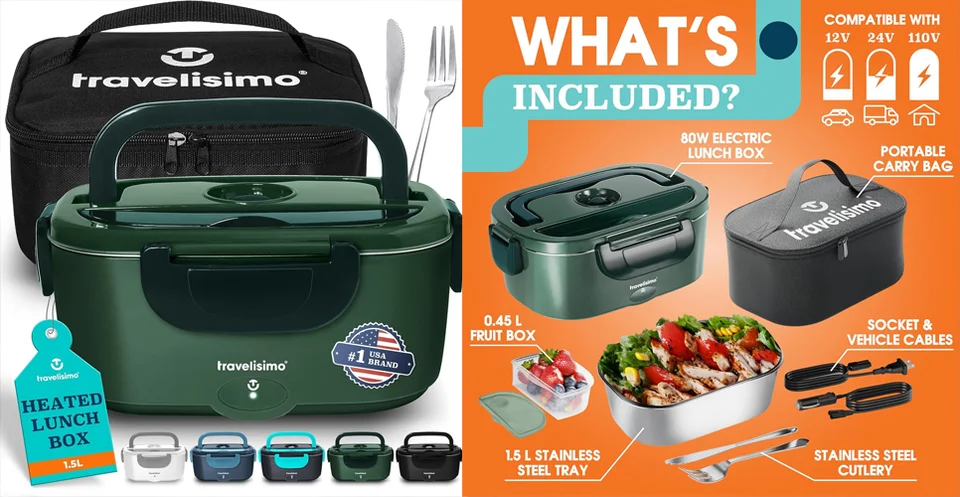 Electric Food Warmer / Lunch Box for Adults, 80W 1.5L