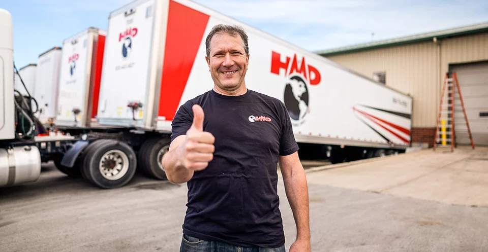 Truck Driver Shows Thumb Up