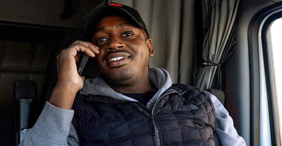 A Trucker Talking on the Phone